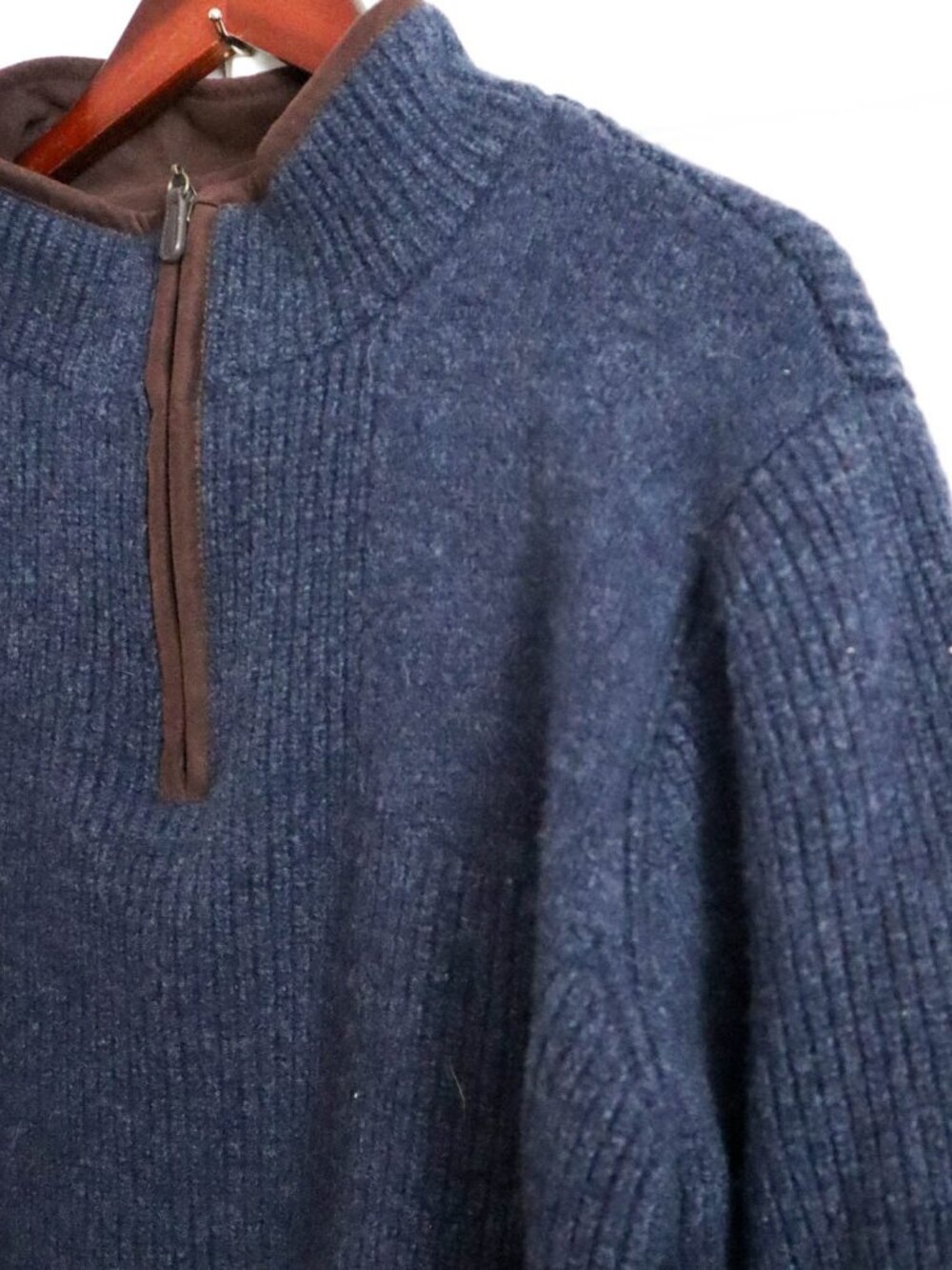 LL Bean Windstopper Waterfowl Quarterzip Sweater Goretex Lined Merino Wool Sz XL - Picture 3 of 11